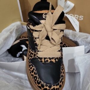 Michael Kors Leopard Print Sneakers with Black Accents